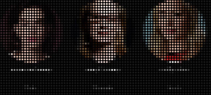 Cast portraits and roles on a Theatre detail page.